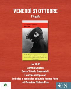 Copertina promemoria della presentazione di 'Ingrata' il 31 ottobre