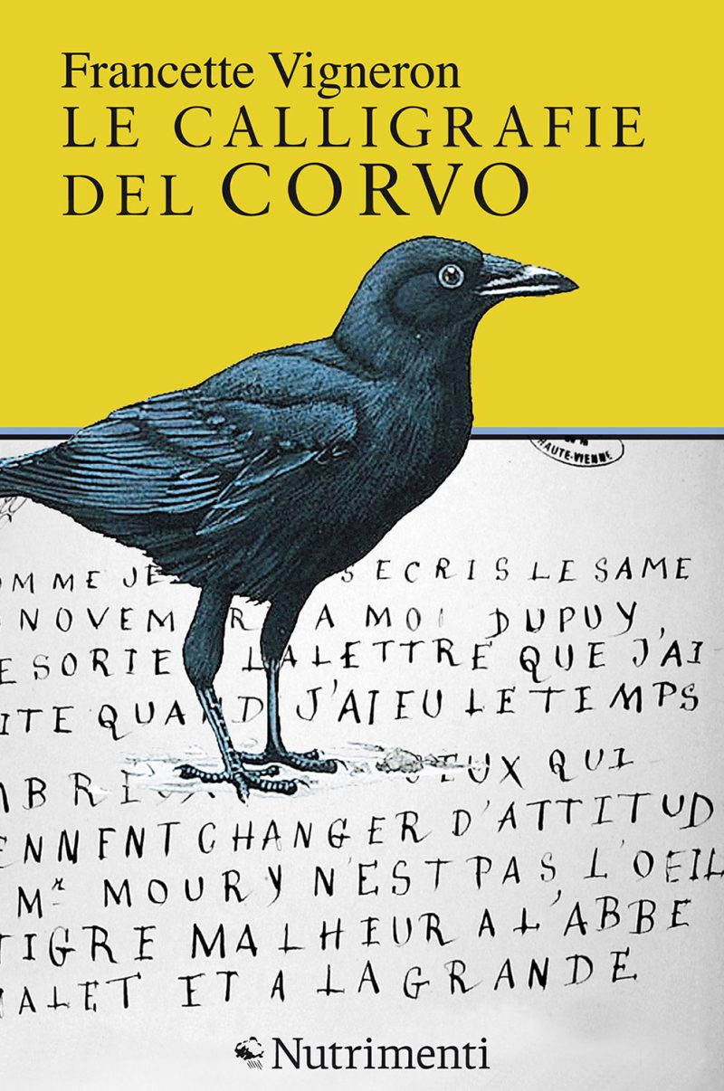 In copertina corvo blu che poggia su scritte.