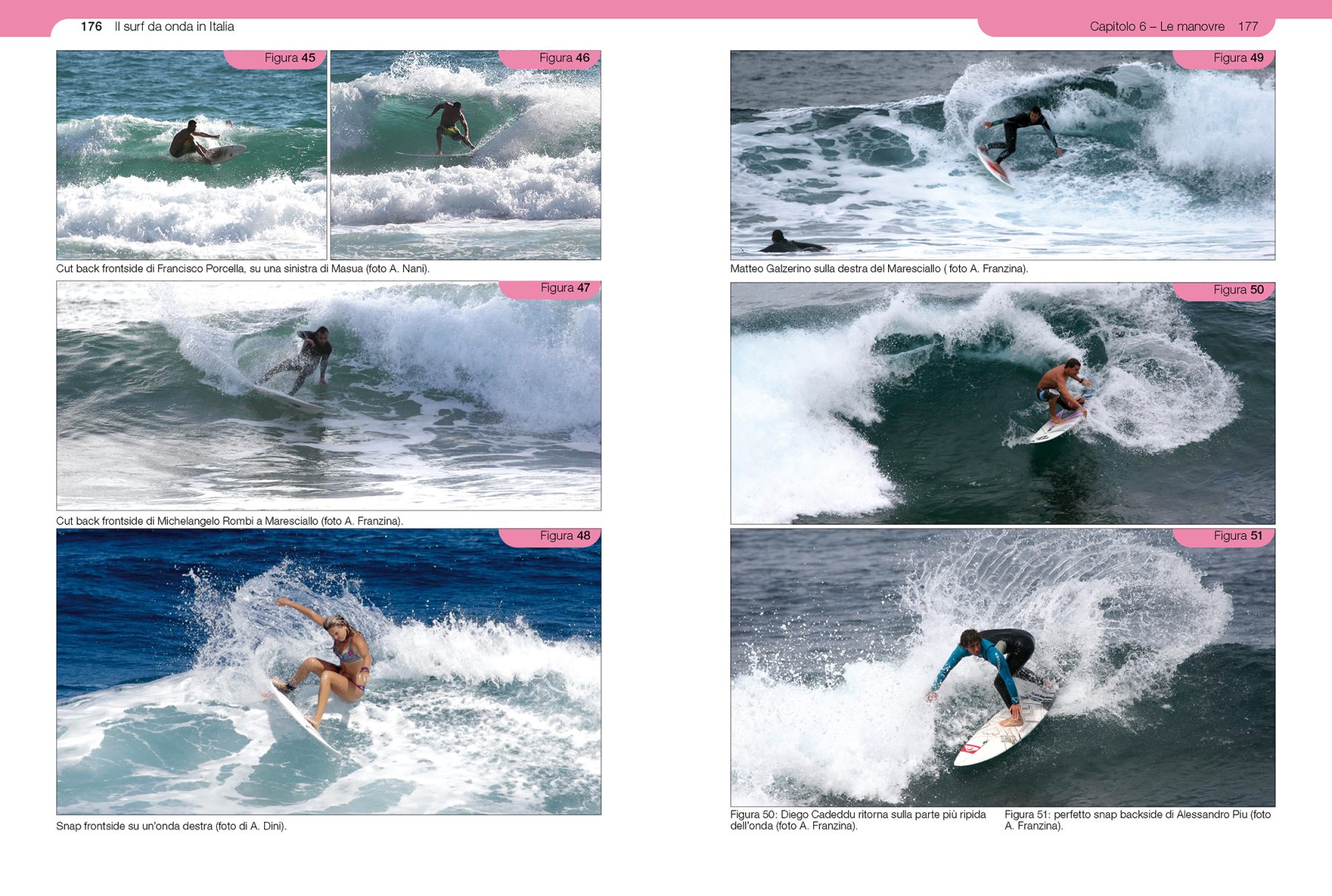Pagina 176 e 177 del libro 'Il surf da onda in Italia'
