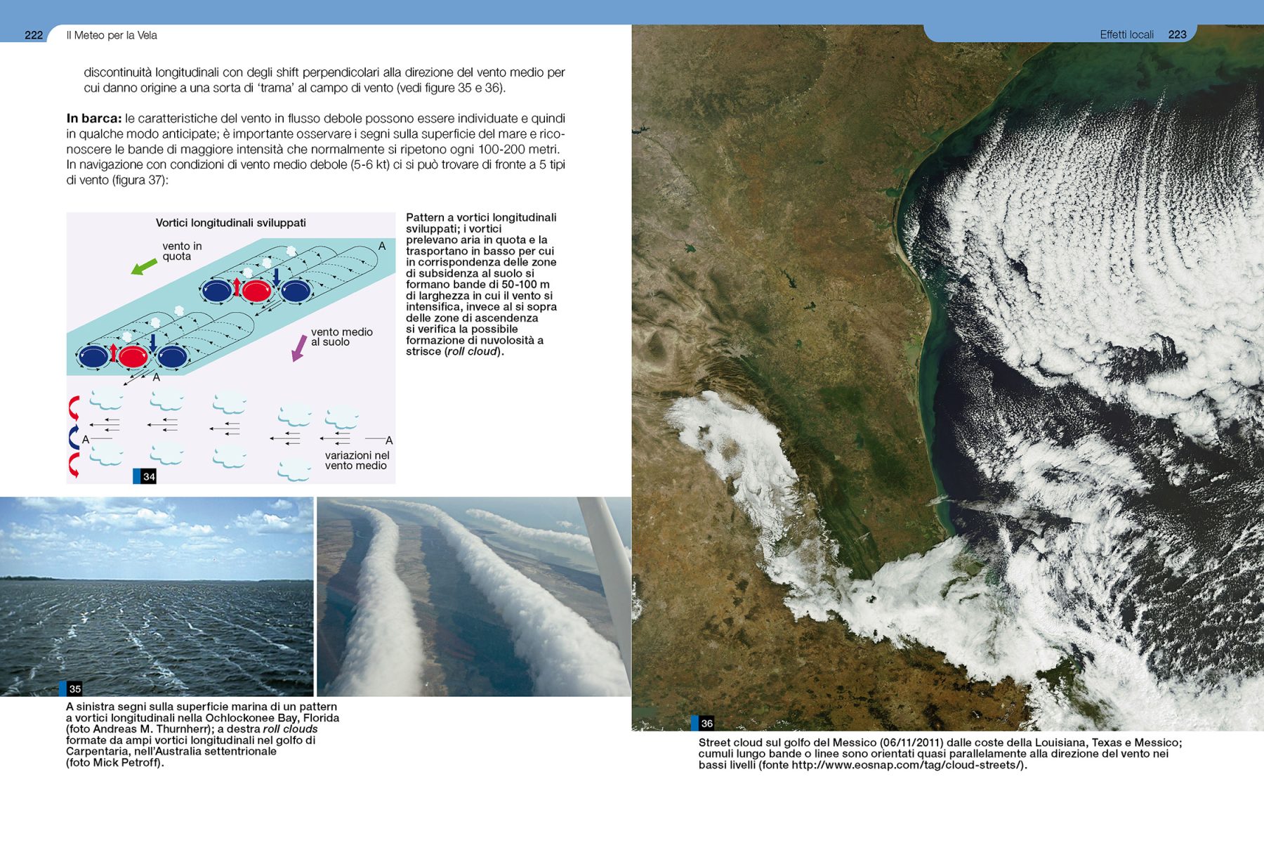 Pagina da 222 a 223 dal libro Il meteo per la vela.