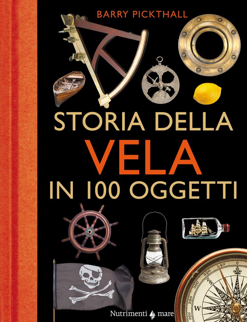 In copertina immagine degli oggetti raccontati nel libro: un sestante una bussola una bandiera dei pirati un limone tra le altre