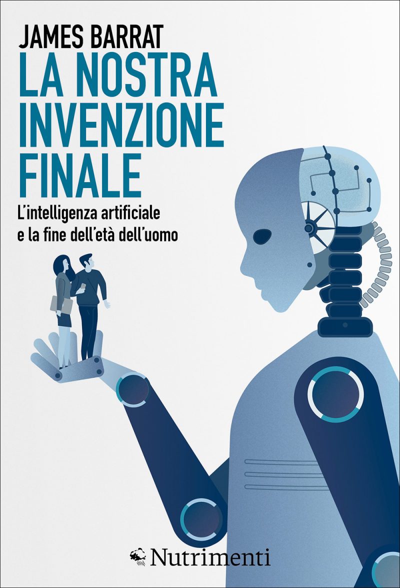 In copertina un robot umanoide tiene in mano una coppia di umani