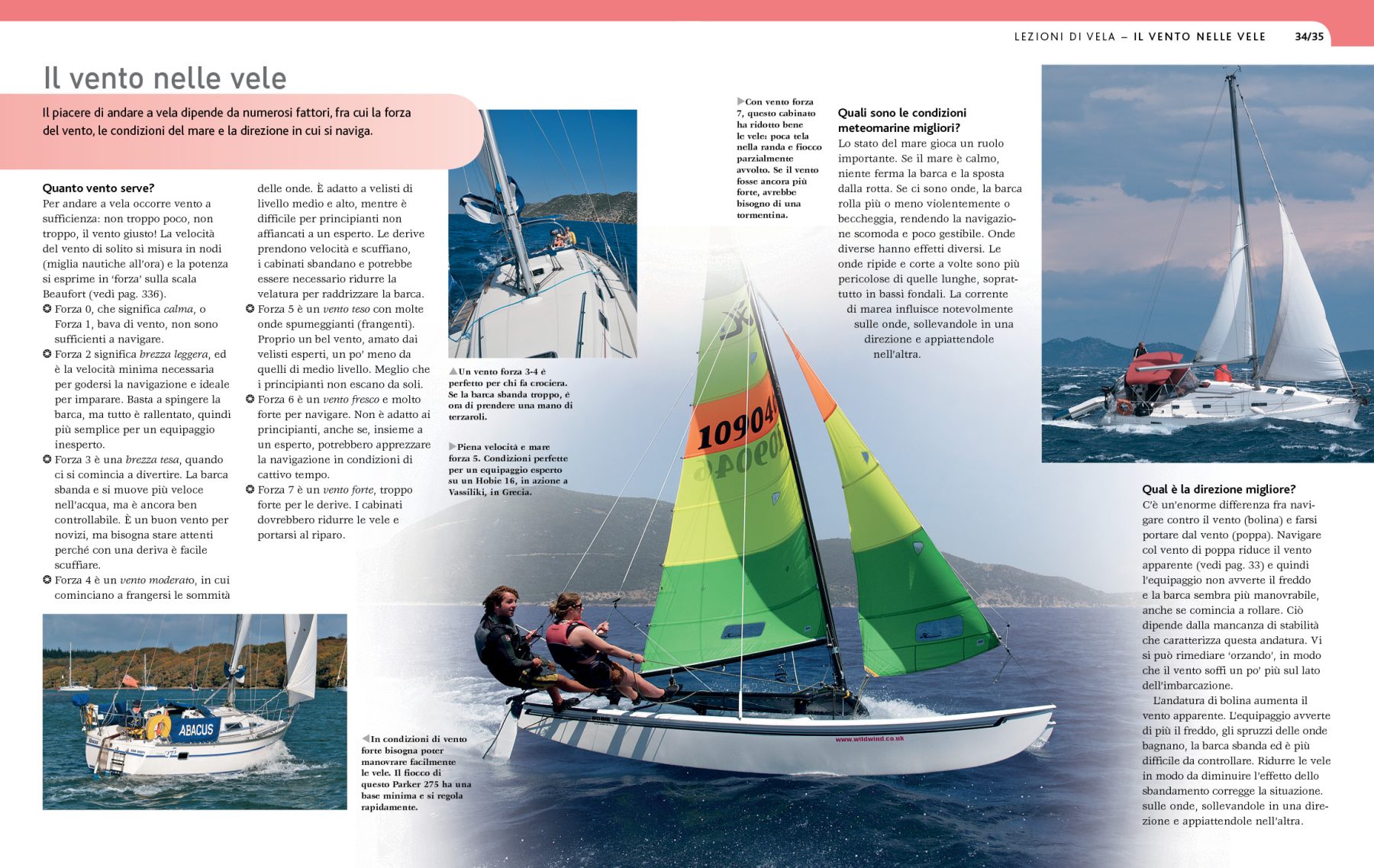 Pagine da 34 a 35 dal libro La bibbia della vela.