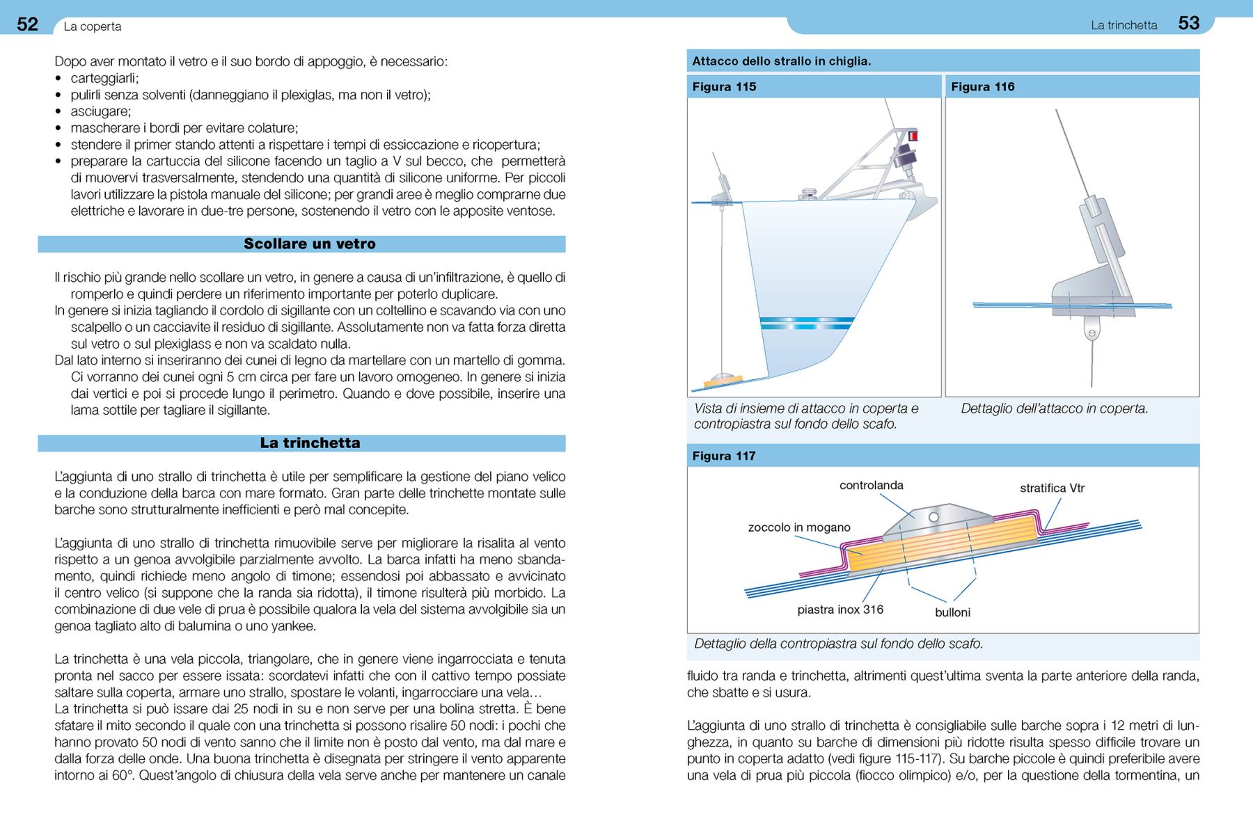 Pagine da 52 a 53 dal libro Lavori a bordo quarto volume Rigging e vele.