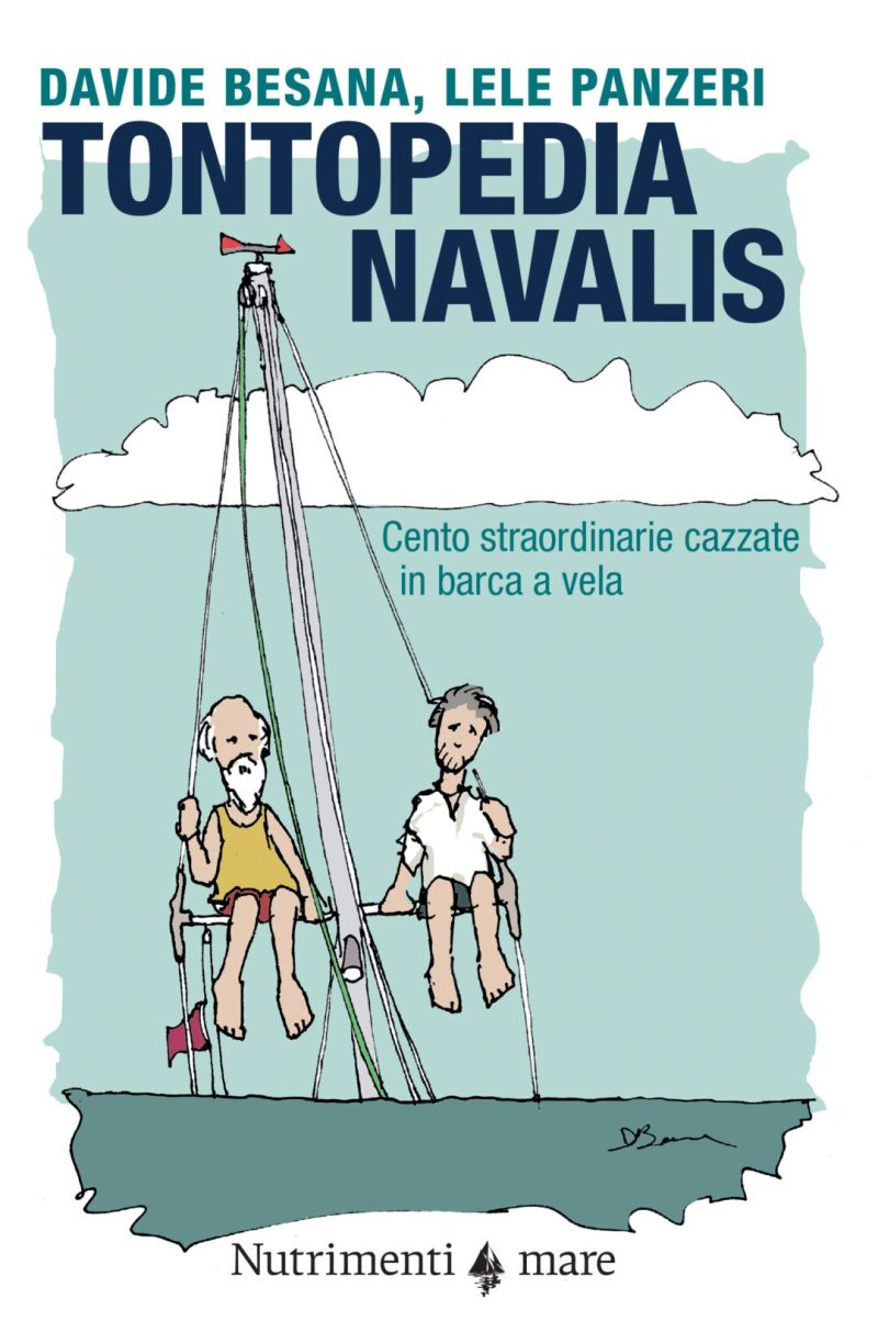 In copertina illustrazione di Davide Besana, raffigurante due uomini seduti sull’albero maestro mentre la barca naufraga.