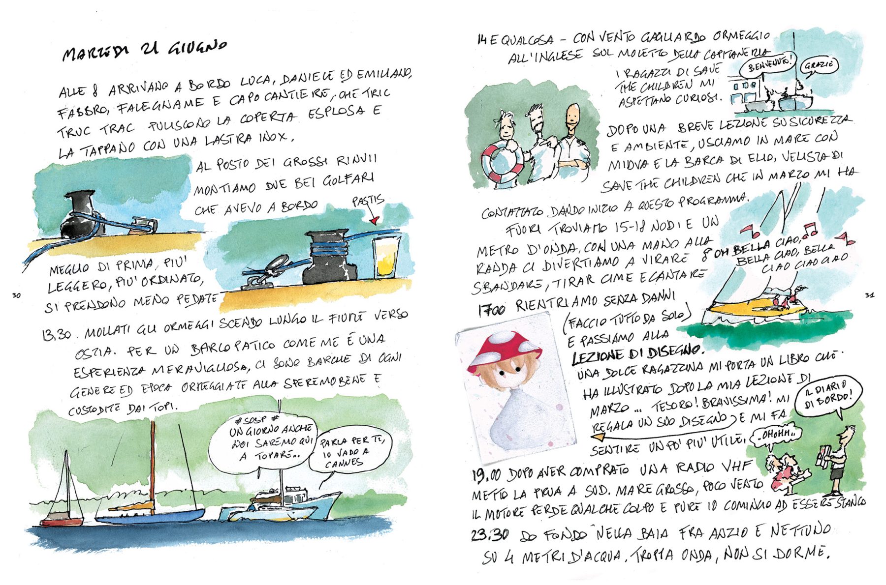 Pagina 30 e 31 del libro 'Cento giorni nel Tirreno'