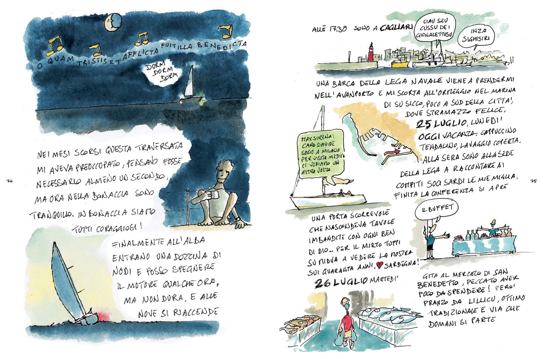 Pagina 74 e 75 del libro 'Cento giorni nel Tirreno'