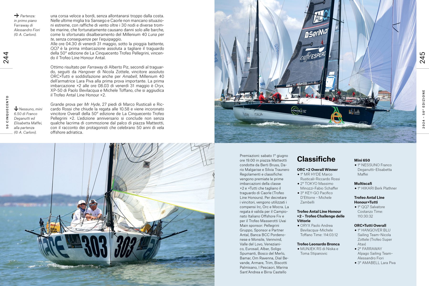 Pagina 244 e 25 dell'interno del libro 50 volte 500