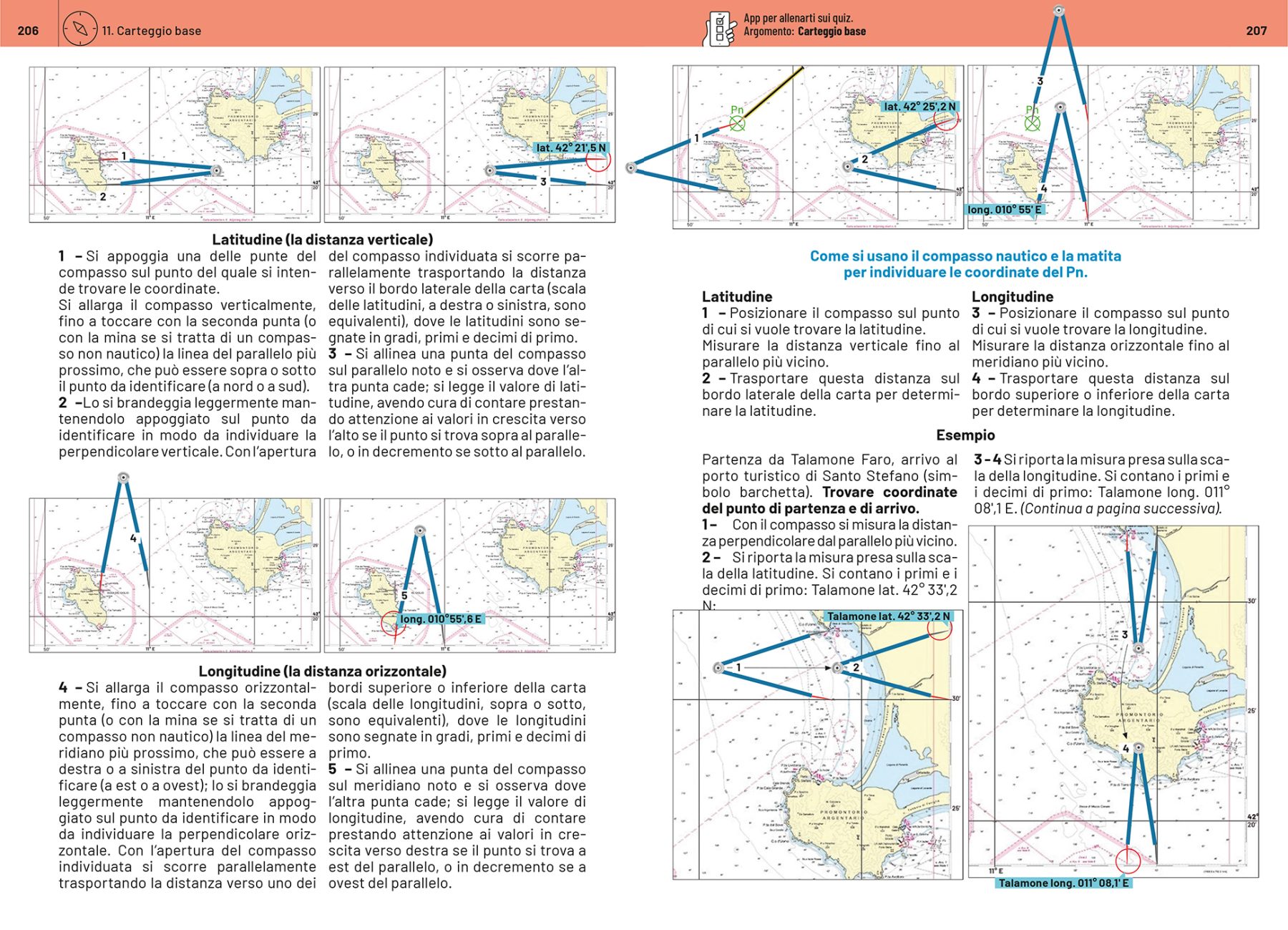 Pagina 206 e 207 dal libro La Patente nautica