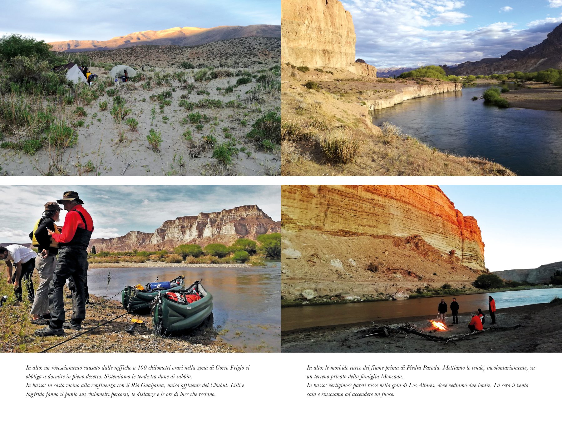 Pagine 12 e 13 dal libro Canoe in Patagonia