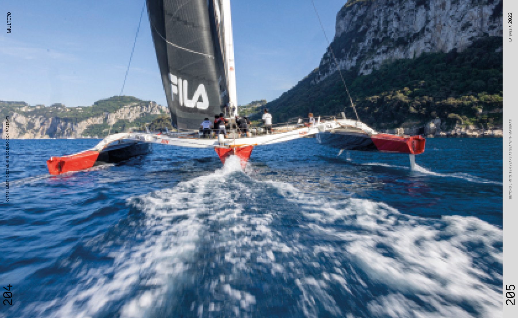 Pagine 204 e 205 dal libro Oltre i limiti. Dieci anni in oceano con Maserati