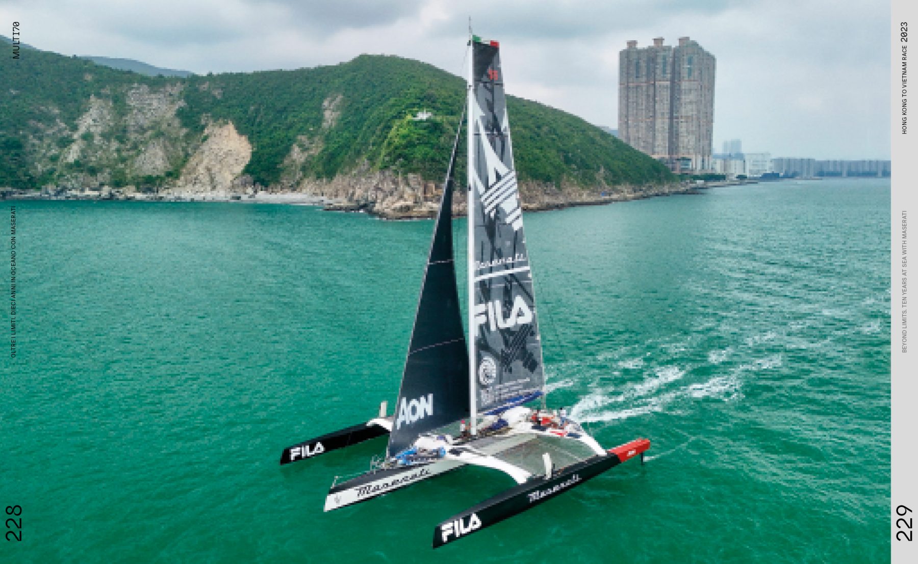 Pagine 228 e 229 dal libro Oltre i limiti. Dieci anni in oceano con Maserati